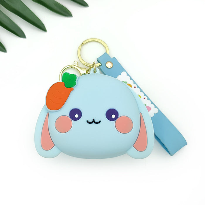 Wholesale Bunny cartoon silicone coin purse student schoolbag ornaments children's mini bag small pendant keychain