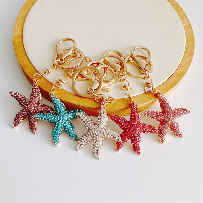 Wholesale Rhinestone Starfish Zinc Alloy Keychain JDC-KC-ZhanLun020