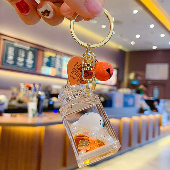 Wholesale Acrylic Floating Small Goldfish Drift Bottle Keychain JDC-KC-RunX018