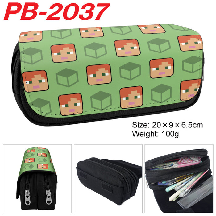 Wholesale Cartoon Game Themed Canvas Pencil Case Double Layer Zipper Large Capacity Student Stationery