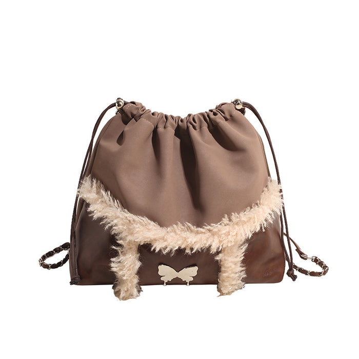 Wholesale New versatile niche shoulder bag for commuting, large capacity, temperament, plush design, and a sense of design