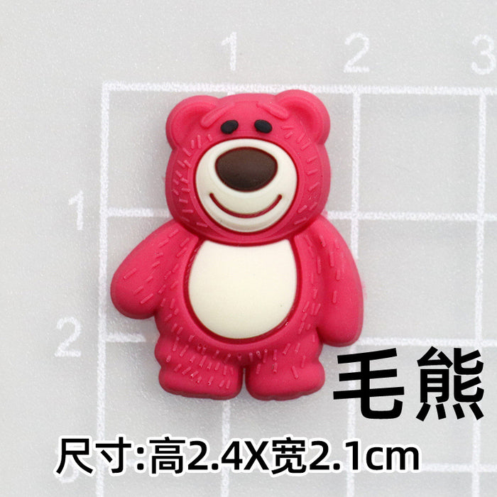 Wholesale 5pcs Cartoon bear soft rubber accessories cream rubber mobile phone case hole shoes hair accessories material bag