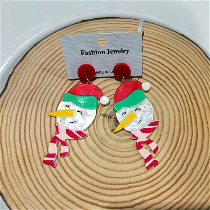 Wholesale Christmas Acrylic Snowman Color Matching Earrings JDC-ES-ChouD003