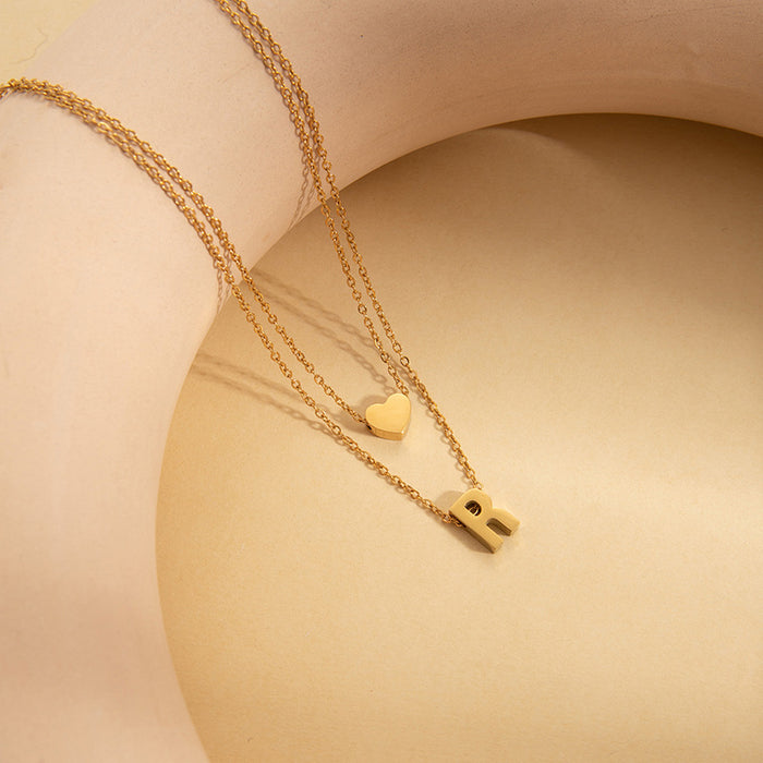 Wholesale 26 English Letters — Fade-Resistant Titanium Steel Clavicle Necklace