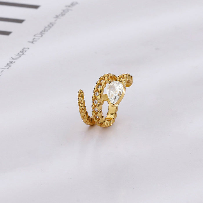 Wholesale   snake-shaped ear clip ear bone clip  multi-layer design without pierced full diamond zircon earrings