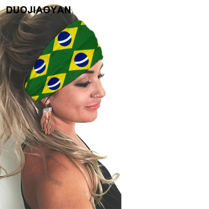 Wholesale Printed Flag Pattern Sports Headband Polyester Stretchy Wide Edge Everyday Styling