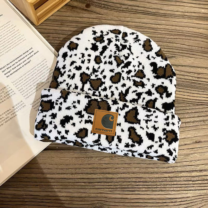 Wholesale black and white retro fashion milk pattern knitted wool hat