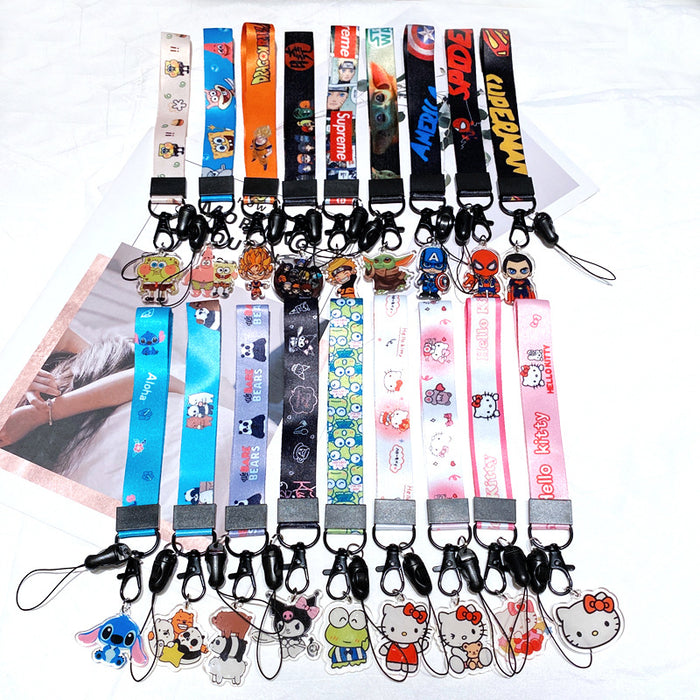 Wholesale Polyester Cartoon Printed Long Hanging Rope Keychain JDC-KC-Gongz056