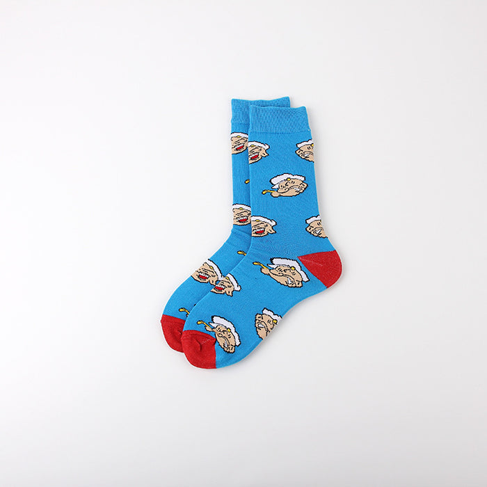 Wholesale Leisure Sports Jacquard Youth Four Seasons Women Cotton Couple Middle Socks Men Trendy Long Socks