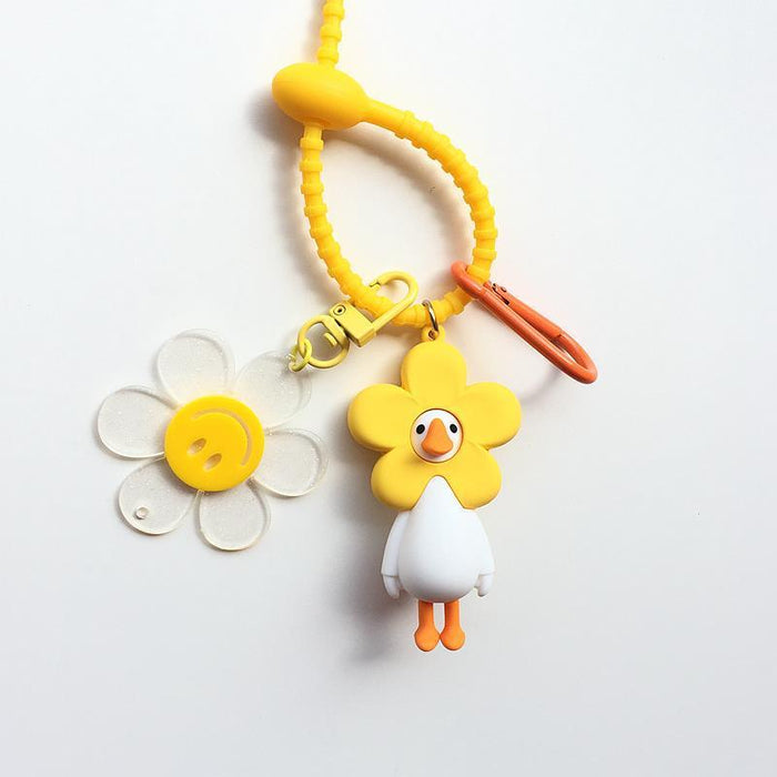 Wholesale   jewelry cartoon silicone keychain flower chicken pendant women's bag pendant