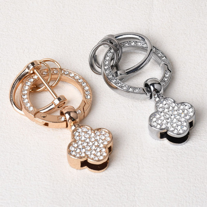 Wholesale Zinc Alloy Four-leaf Clover Diamond Keychain JDC-KC-ZhiC001