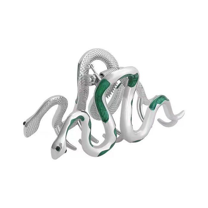Wholesale Curved Green Snake-Shaped Grabber Female Summer Design Niche Hairpin Back of the Head Shark Clip