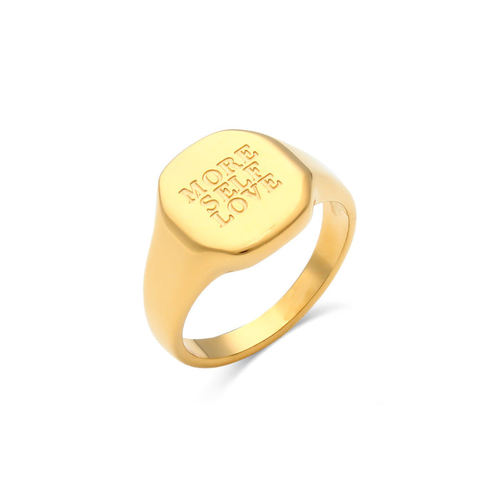 Wholesale English letters ring titanium steel electroplating 18K gold ring ladies jewelry