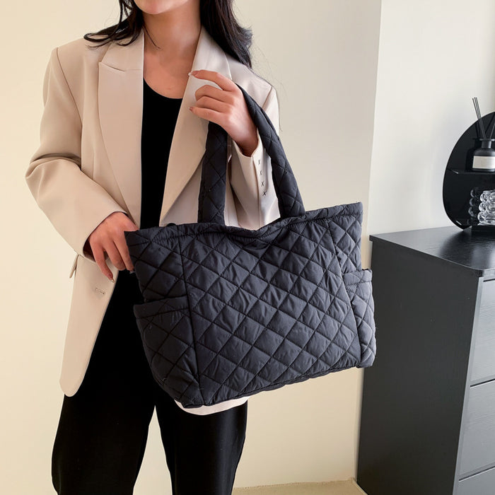 Wholesale Diamond Quilted Hand-held Tote Bag Nylon JDC-SD-PuHui003