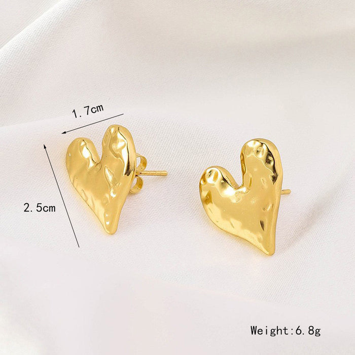 Wholesale New High-end Titanium Steel Earrings for Women with Irregular Heart Circles and 18k Gold Plated Non Fading Accessories JDC-ES-RX003