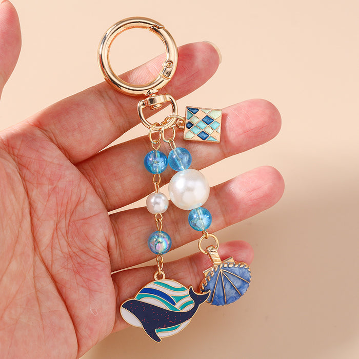 Wholesale Marine animal whale shell metal keychain