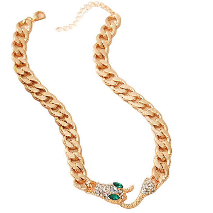 Wholesale Fashion Metal Rhinestone Snake Clavicle Chain Personality Temperament Necklace