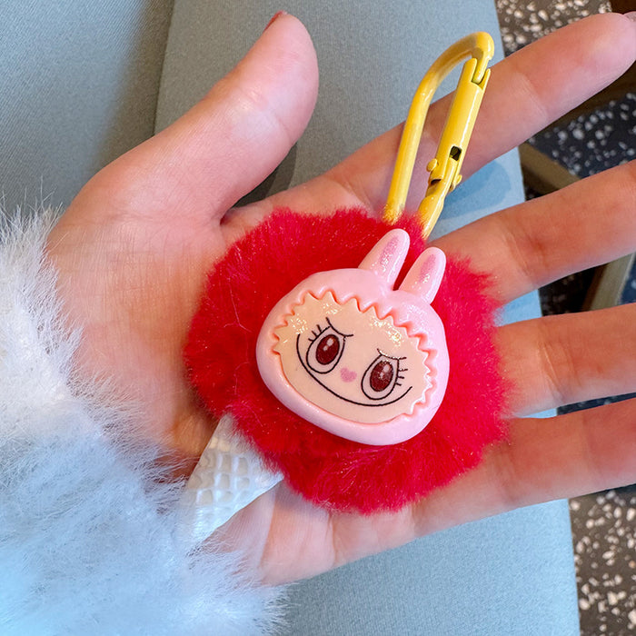 Wholesale Fun Girl Heart Ice Cream Keychain Cute Cartoon Rabbit Fur Ball Bag Pendant Keychain Ring Creative