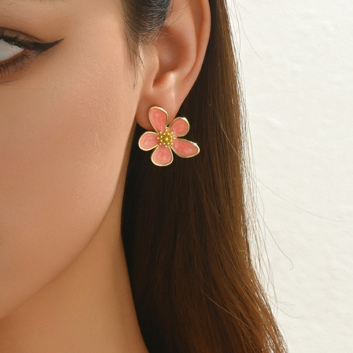 Wholesale Zinc Alloy Butterfly Hoop Earrings Pink Multi-Layer Hollow Design Jewelry Accessory MOQ≥2