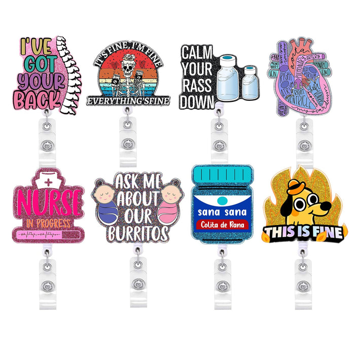 Wholesale Teacher Office Medical Medicine Bottle Badge Scroll Retractable Keychain JDC-KC-QiDing016