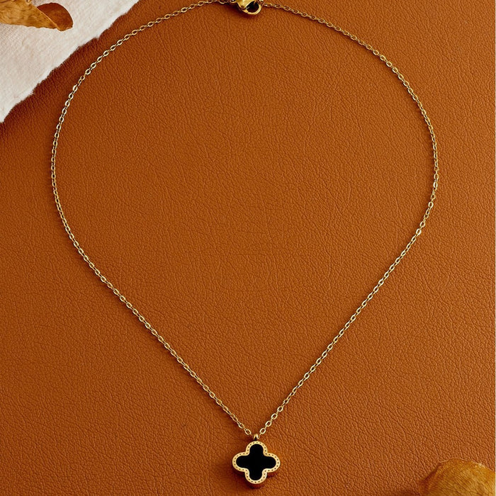 Wholesale Black and Red Four-leaf Clover Necklace Women's