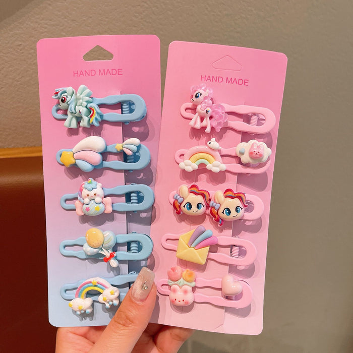 Wholesale New cartoon seamless alloy hair clip, children's hair clip without damaging hair, side clip, bangs clip