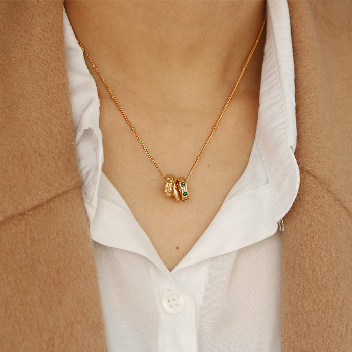 Wholesale  Emerald zircon necklace temperament  vintage pendant necklace clavicle chain sweater chain women