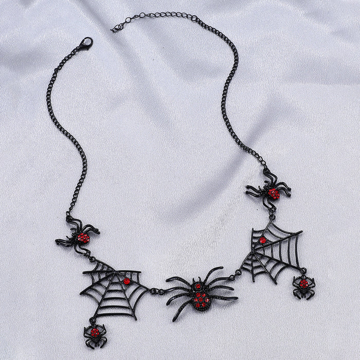 Wholesale exaggerated spider web clavicle chain retro Gothic dark Halloween necklace jewelry