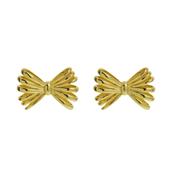 Wholesale 2PCS 18K Gold Brass Zircon Bow Earrings JDC-ES-BaiYi018