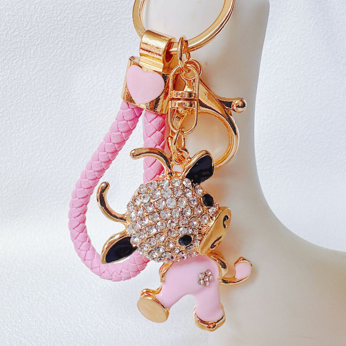 Wholesale Rhinestone Dancing Calf Zinc Alloy Keychain JDC-KC-ZhanLun006