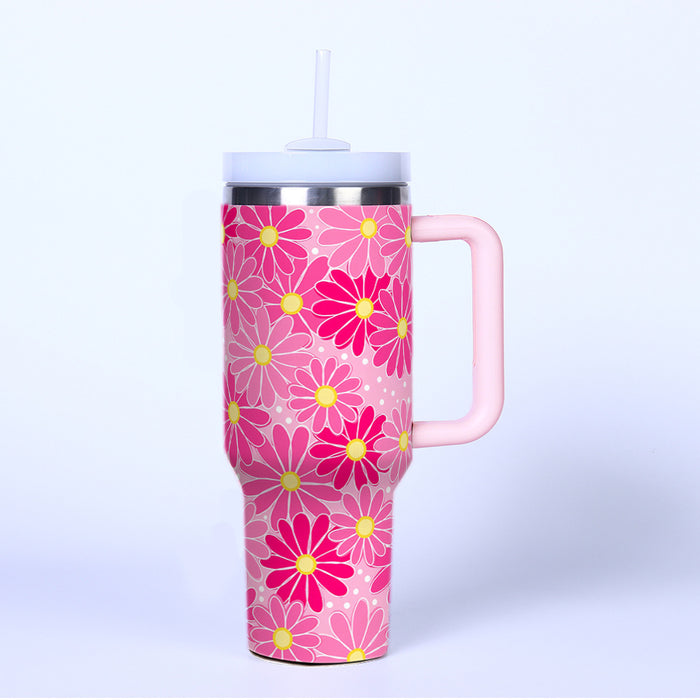 Wholesale Cross-Border 40oz Second Generation Car Cup Large Capacity Cup Cold Stainless Steel Thermos Cup Outdoor Cherry Strawberry Ice Cup