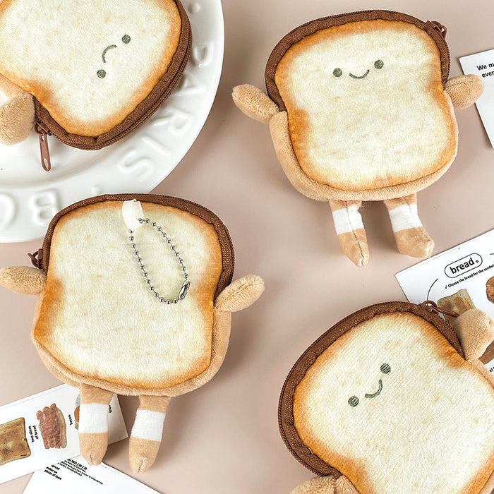 Wholesale Toast Plush Coin Purse Creative Sliced Bread Pendant Student Headset Coin Storage Bag