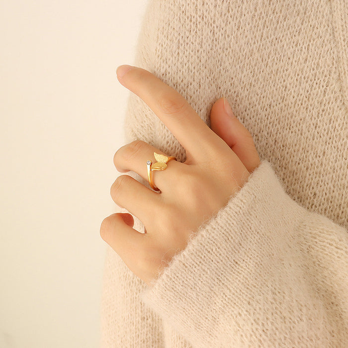 Wholesale Matte butterfly pendant necklace earrings ring jewelry set