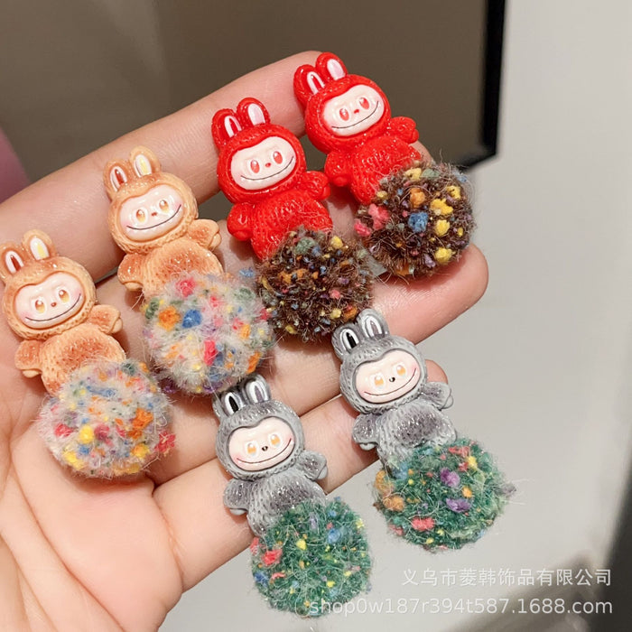 Wholesale Fashionable furry cute earrings 925 silver needle