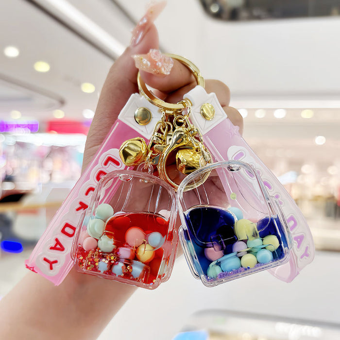 Wholesale Acrylic Oil Beads School Bag Keychain JDC-KC-SuXC002