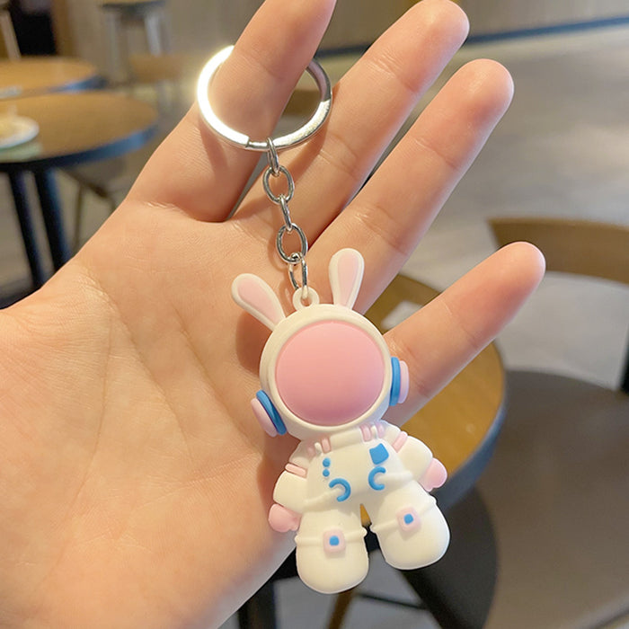 Wholesale Cartoon Space Rabbit Car Keychain Cute Creative Backpack Pendant Astronaut Bag Pendant Small Gift