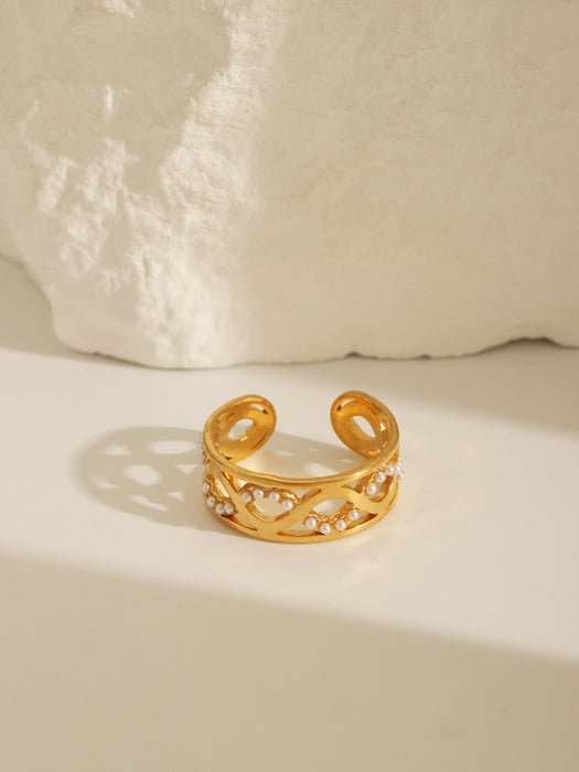 Wholesale Ring stainless steel light luxury personalized design ring gold bracelet