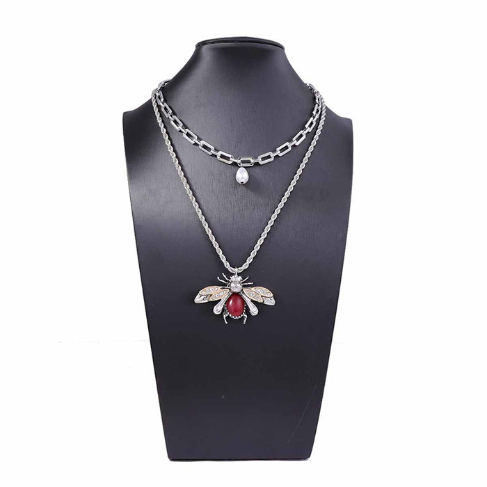 Wholesale Pearl and Micro-inlaid Zircon Animal Pendant Necklace Women's Necklace