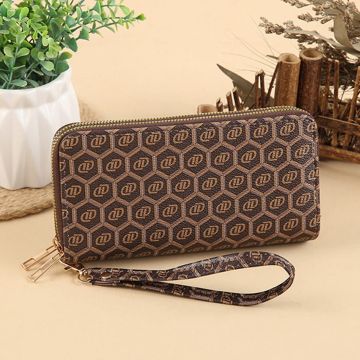 Wholesale PU Leather Clutch Wallet with Flower Pattern and Chain Decoration MOQ≥3