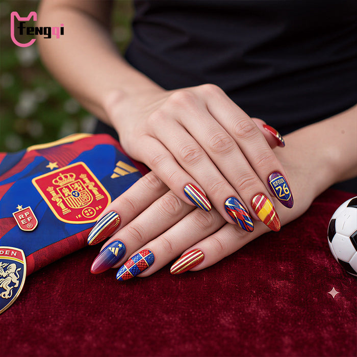 Wholesale 3pcs World Cup Stylish European American Fake Nails Party Nail Art Accessory
