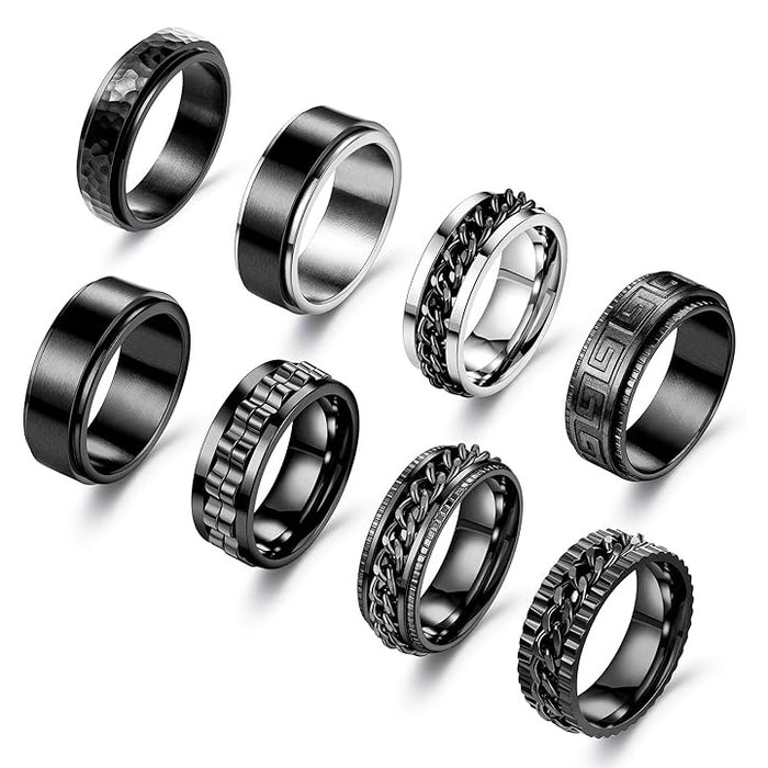 Wholesale Stainless Steel Rotatable Stress Relief Ring Jewelry Accessory Gift for Men