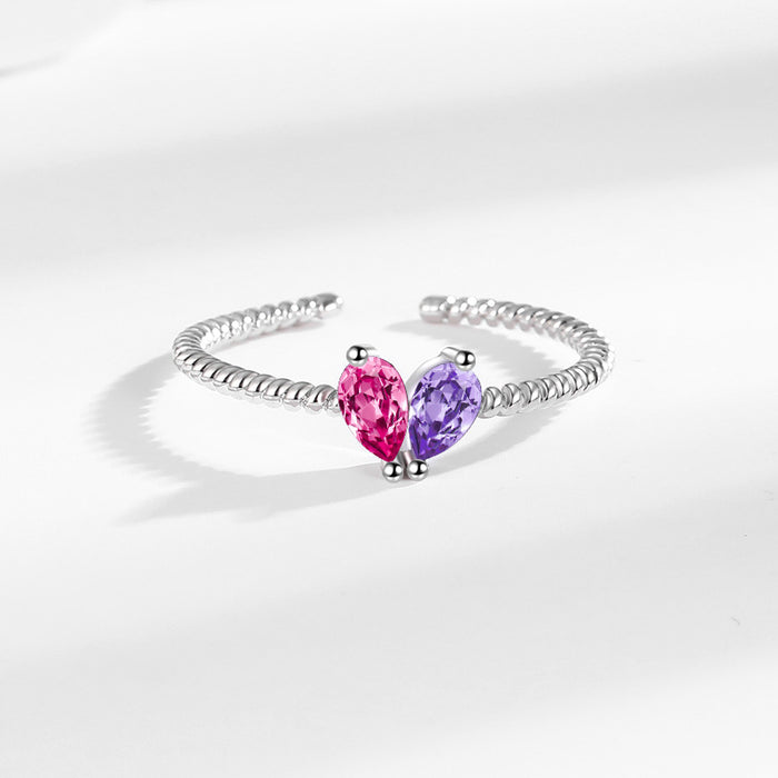Wholesale Geometric Heart to Heart Diamond Set Ring Optional Personalized Light Luxury Ring