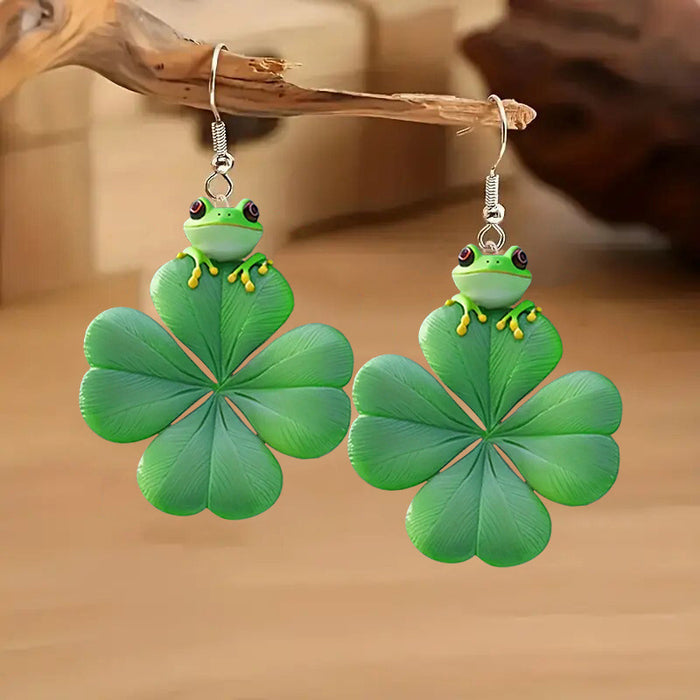 Wholesale Green Heart Acrylic Earrings St.  Patrick' s Day Fashion Accessory