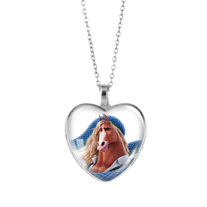Wholesale Time Gem Heart Necklaces Pendant Sweater Chain Couple Gift