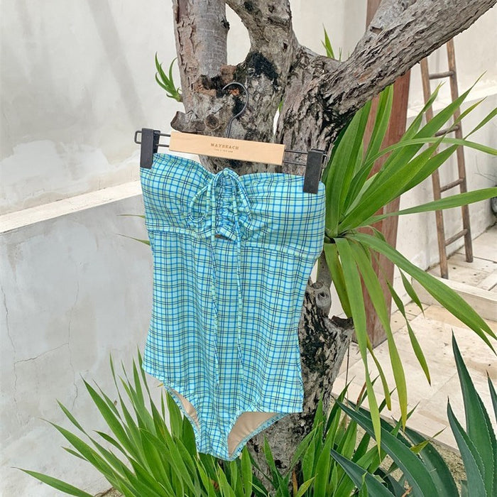 Wholesale New swimsuit one-piece skirt style conservative steel support gathered to show off weight, covering the belly, soaking in hot spring swimming suit