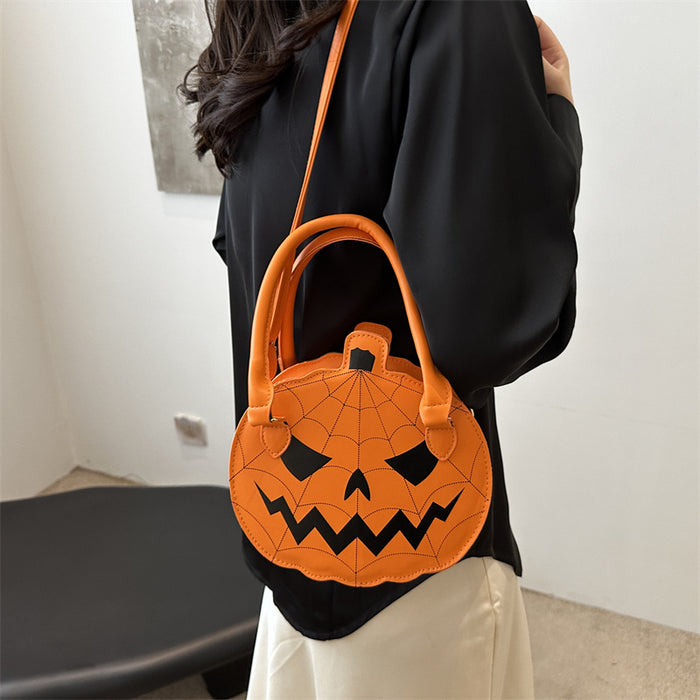 Wholesale PU Small Pumpkin Crossbody Bag Chic Black Pink Colorblock  Retro Women S Shoulder Purse