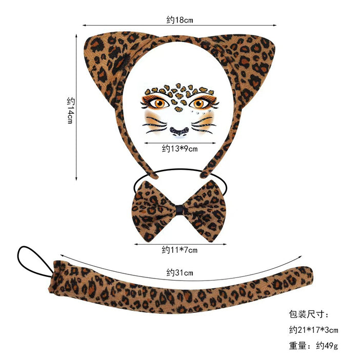 Wholesale Leopard Print Cat Ears Headband Set  Masquerade Cute Animal Ear Party Fashion Accessory Boutique Resale