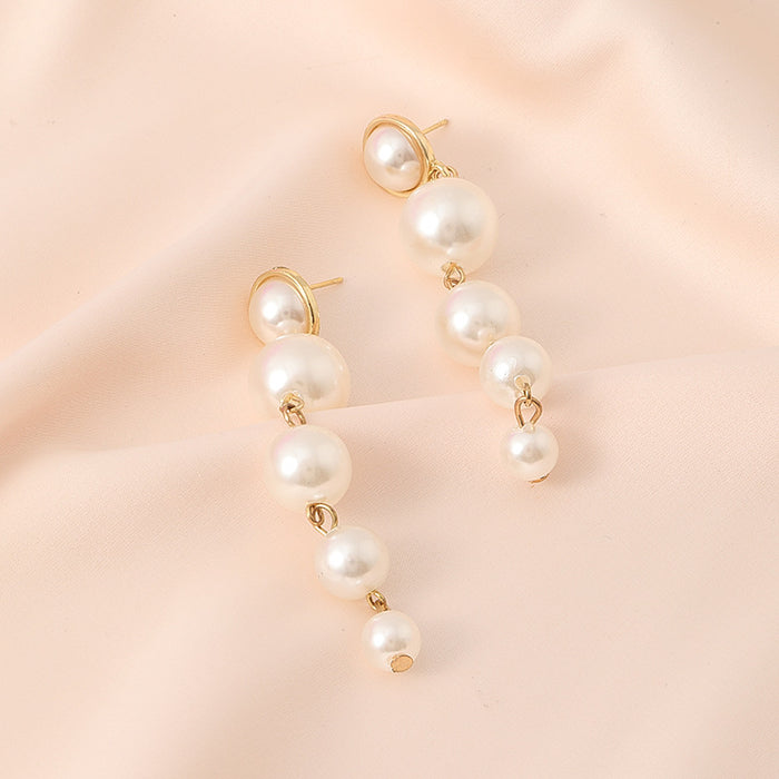 Wholesale Light luxury retro style temperament, large pearl earrings, silver needles, niche earrings, earrings, studs, two ear accessories wholesale