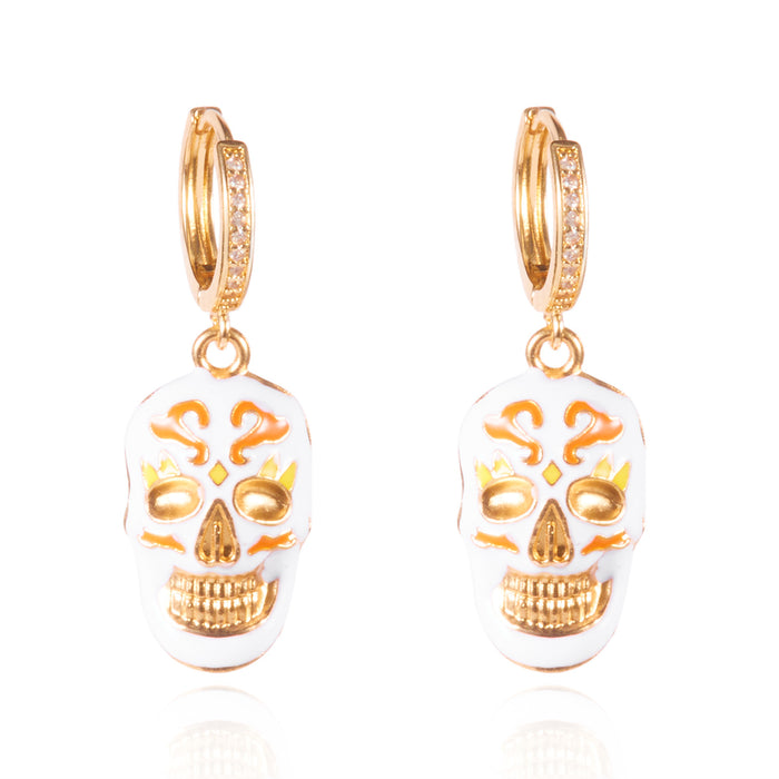 Wholesale  funny design black oil drip  pumpkin ghost pendant earrings