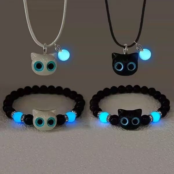 Wholesale Luminous Cat Bracelet Woven Handmade Necklace Girlfriend Bracelet